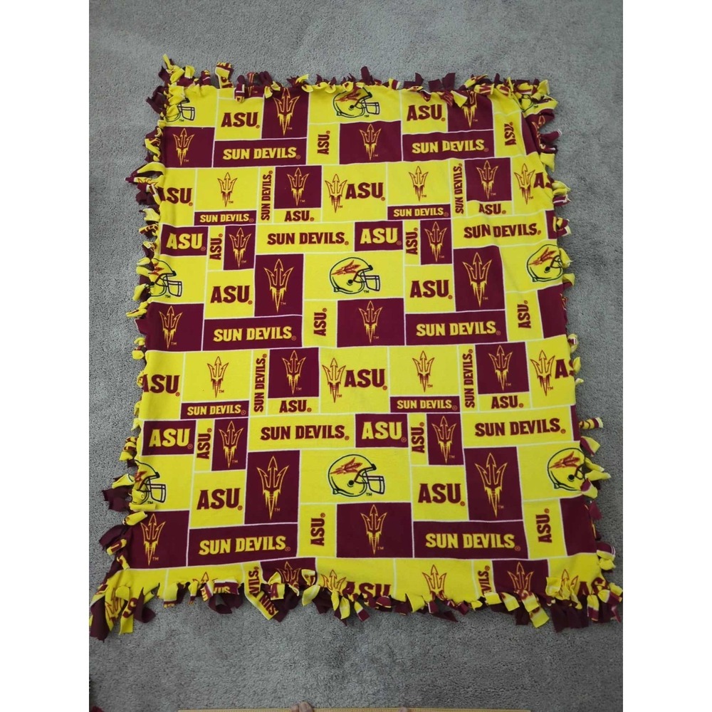 ASU Sun Devils Throw Blanket 63" x 50" Logo NCAA Tie Edge Yellow Red